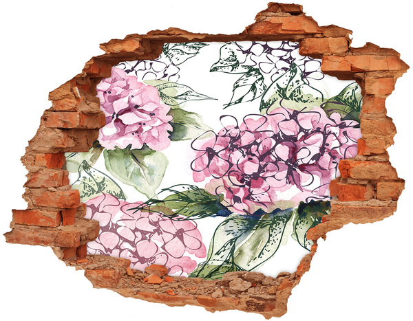 Hole in the wall decal Flower landscape through a hole in the wall