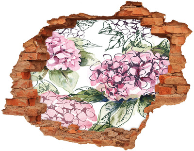 Hole in the wall decal Flower landscape through a hole in the wall