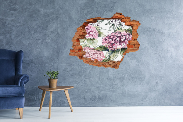 Hole in the wall decal Flower landscape through a hole in the wall