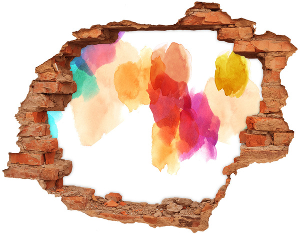 3D wall hole wallpaper Colorful hole in the wall