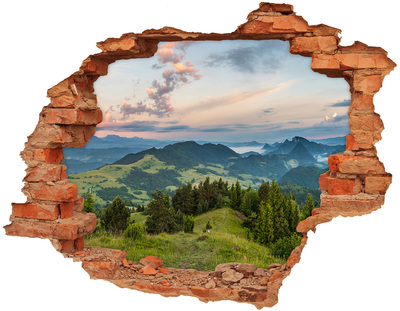 Hole in the wall decal Mountain landscape at sunrise