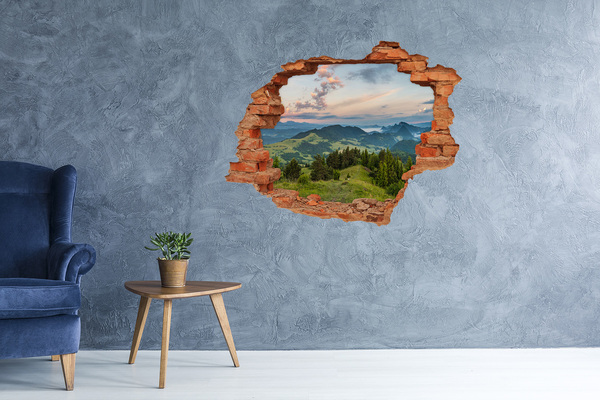 Hole in the wall decal Mountain landscape at sunrise