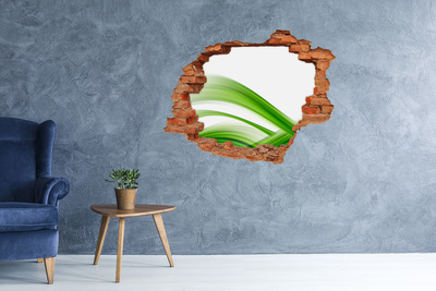 3D wall hole wallpaper Green meadow through a hole in the wall