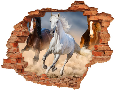 Hole wall sticker Wild gallop of horses