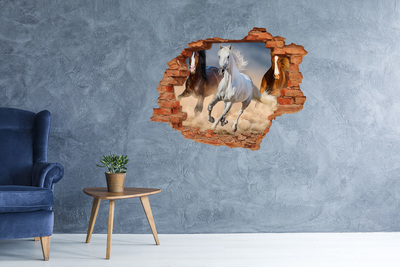Hole wall sticker Wild gallop of horses