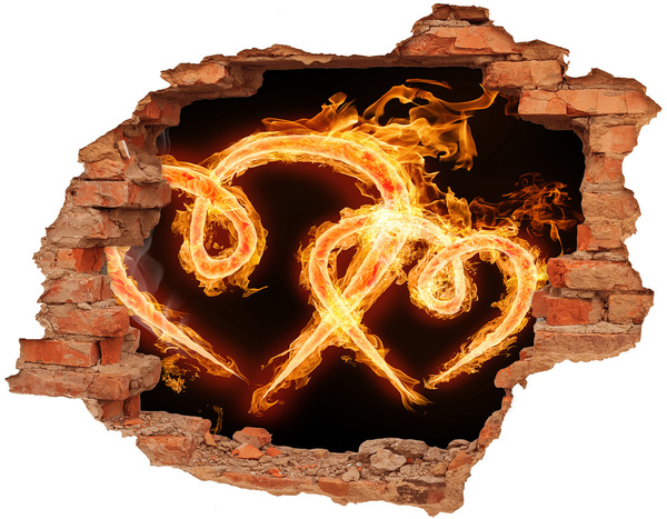 Hole wall sticker Burning snakes in the fire