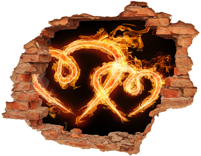 Hole wall sticker Burning snakes in the fire