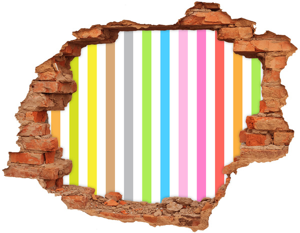 Hole in the wall sticker Colorful stripes through a hole in the wall