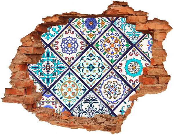 Hole wall sticker Colorful pattern on tiles