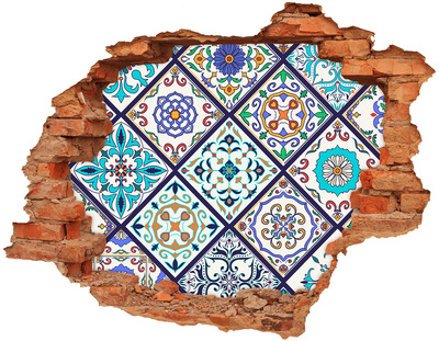Hole wall sticker Colorful pattern on tiles