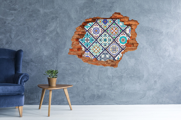 Hole wall sticker Colorful pattern on tiles