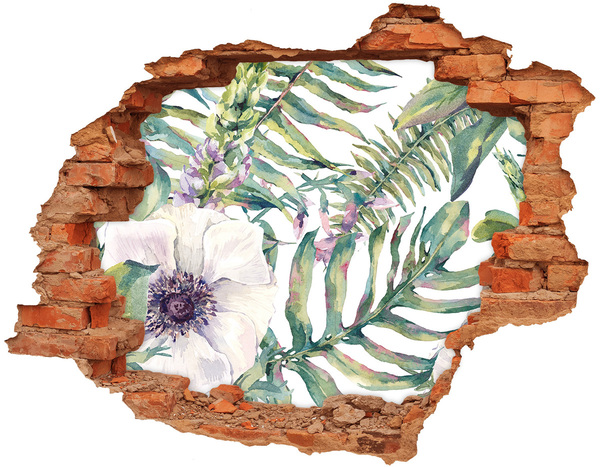 Hole wall sticker Ferns and flowers