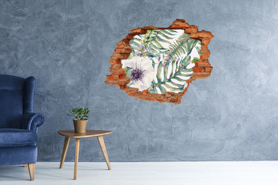 Hole wall sticker Ferns and flowers