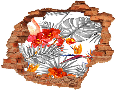 3D wall hole wallpaper Tropical paradise behind the wall