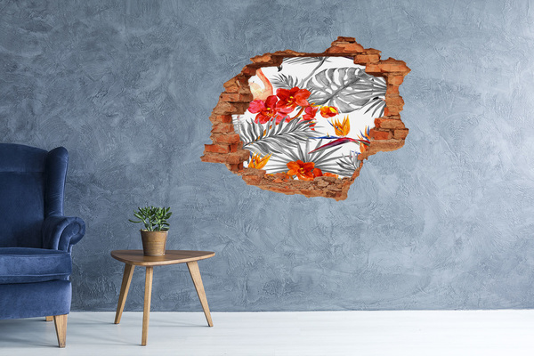 3D wall hole wallpaper Tropical paradise behind the wall