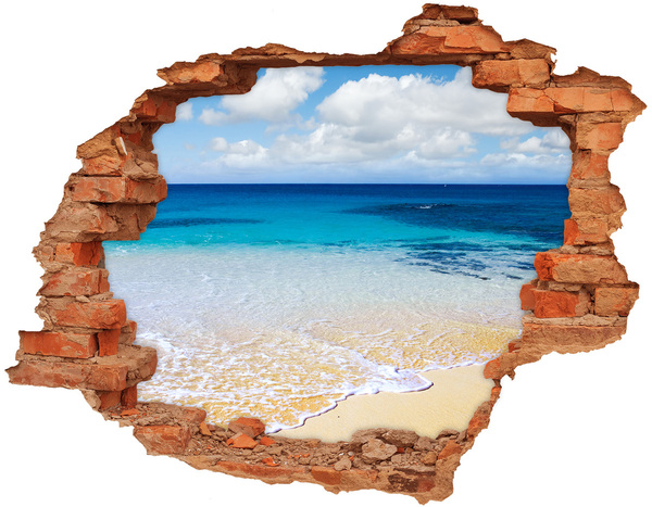 3D wall hole Caribbean Beach Through a Hole in the Wall