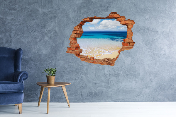 3D wall hole Caribbean Beach Through a Hole in the Wall