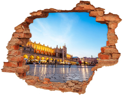 3D wall hole Krakow at sunset