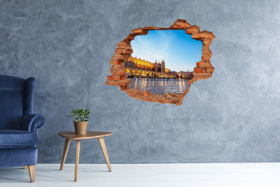 3D wall hole Krakow at sunset