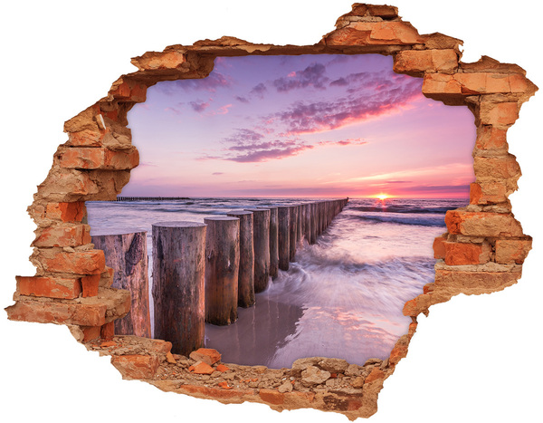Hole wall sticker Sunset over the sea