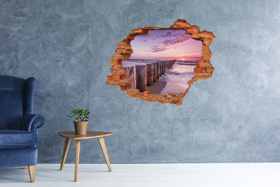 Hole wall sticker Sunset over the sea