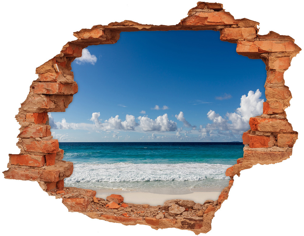 Hole in the wall sticker Seychelles beach