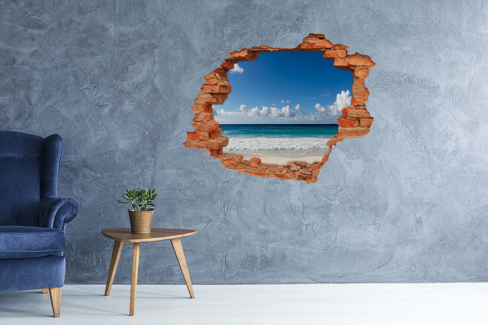 Hole in the wall sticker Seychelles beach