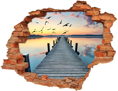Hole wall sticker Sunset over the lake