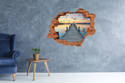 Hole wall sticker Sunset over the lake