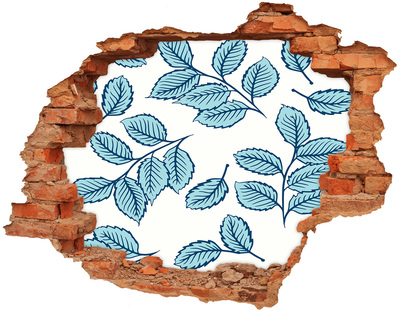 Hole in the wall sticker Green leaves on the wall background