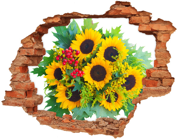 Hole in the wall decal Bouquet of sunflowers