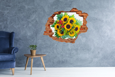 Hole in the wall decal Bouquet of sunflowers