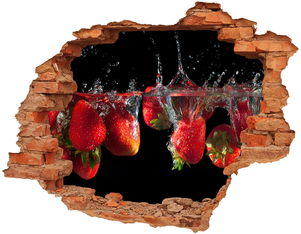 Hole in the wall sticker Strawberries under water