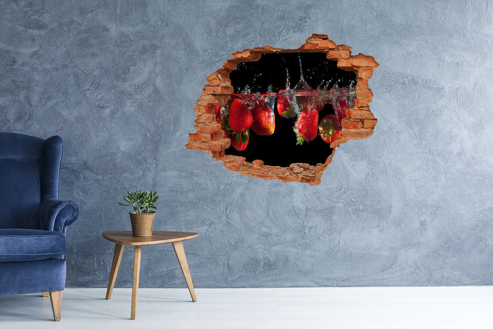 Hole in the wall sticker Strawberries under water