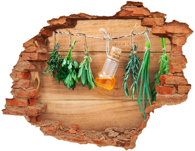 3D wall hole wallpaper Herbs on a string