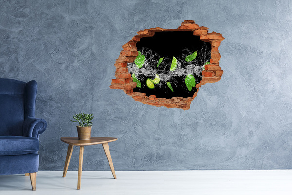 3D wall hole wallpaper Lime with mint