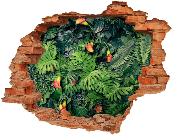 Hole wall sticker Tropical garden behind the wall