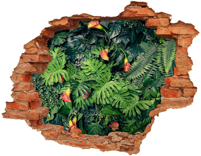 Hole wall sticker Tropical garden behind the wall