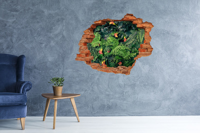 Hole wall sticker Tropical garden behind the wall