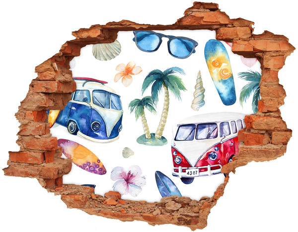 Hole in the wall sticker Retro Caribbean Vacation