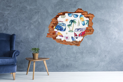 Hole in the wall sticker Retro Caribbean Vacation