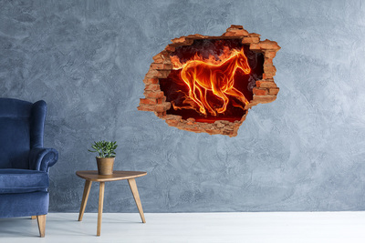 Hole wall sticker Horse in flames