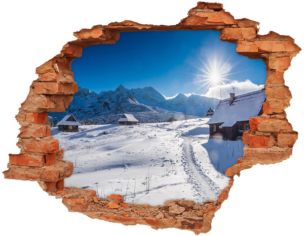 Hole in the wall decal Winter mountain landscape