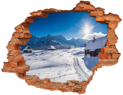 Hole in the wall decal Winter mountain landscape
