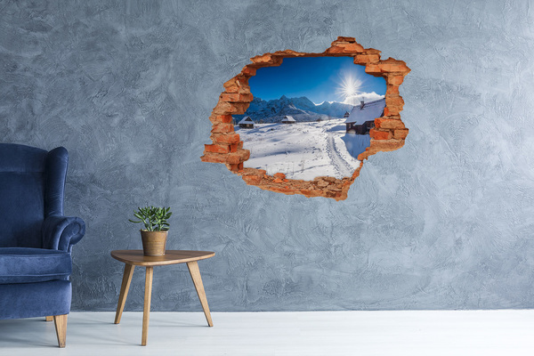 Hole in the wall decal Winter mountain landscape