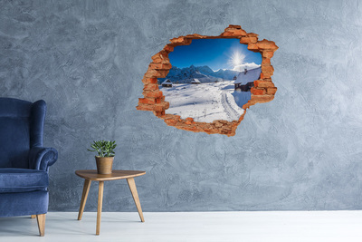 Hole in the wall decal Winter mountain landscape