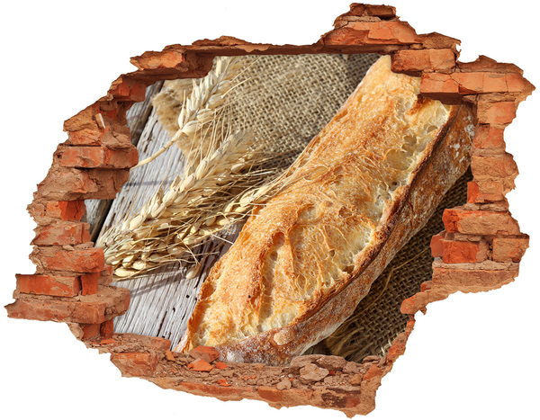 3D wall hole Bread with grain in the background