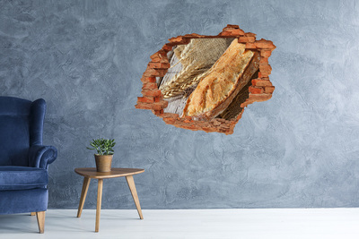 3D wall hole Bread with grain in the background