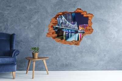 Hole wall sticker The bridge illuminated at night