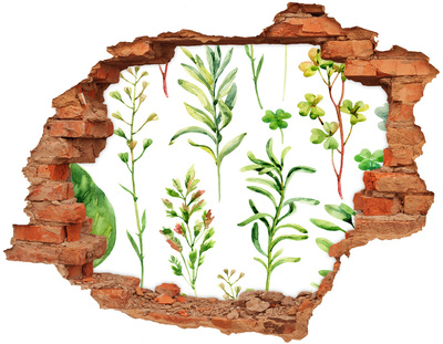 3D wall hole Herbs and weeds